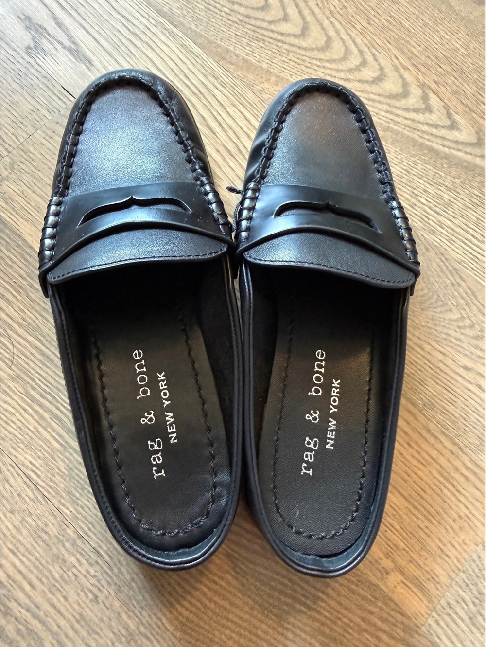 rag & bone Women's Size 7 Black Leather Loafers Slip-Ons - Picture 8 of 10